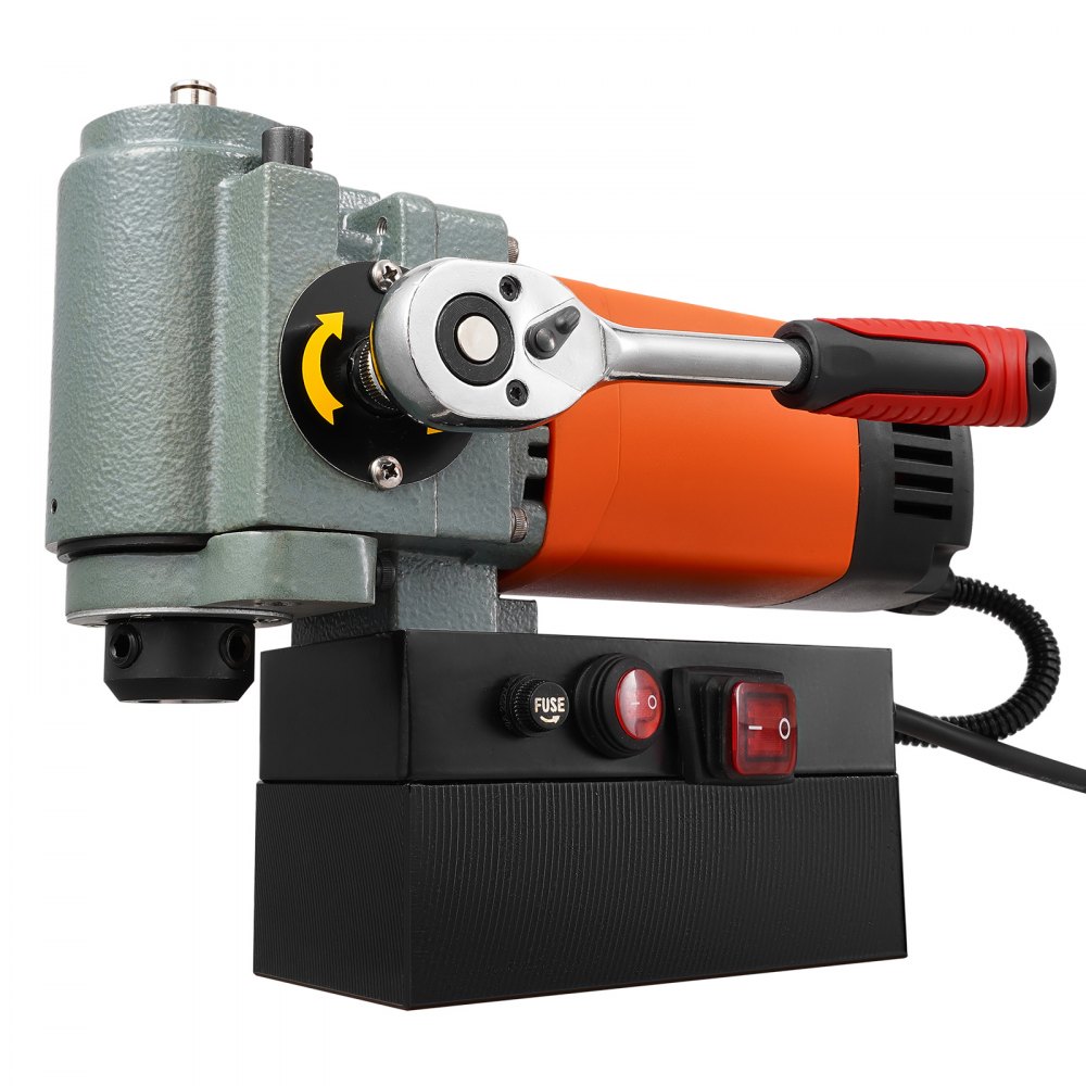 Magnetbohrmaschine, Kernbohrmaschine 1300 W, flach, tragbar, Magnetbohrmaschine mit Kühlgerät und Überlastschutz, Magnetpresse für Geräteinstallation, Industrie, Metallbearbeitung, Orange