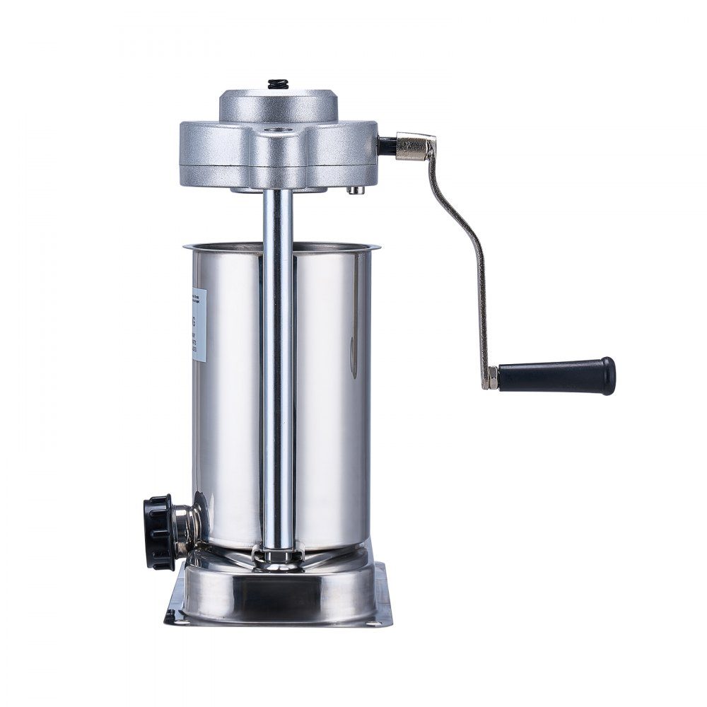 Manueller Wurstfüller, 2 l/5 lbs vertikale Wurstmaschine mit G-Typ-Klemme, Fass aus Edelstahl 304 in Lebensmittelqualität mit 2 Füllrohren, für Zuhause, Küche, Restaurant, Gewerbe
