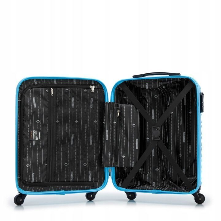Premium Koffer Reisekoffer Bordkoffer mit Rippen ABS-Kunststoff 34l Blau