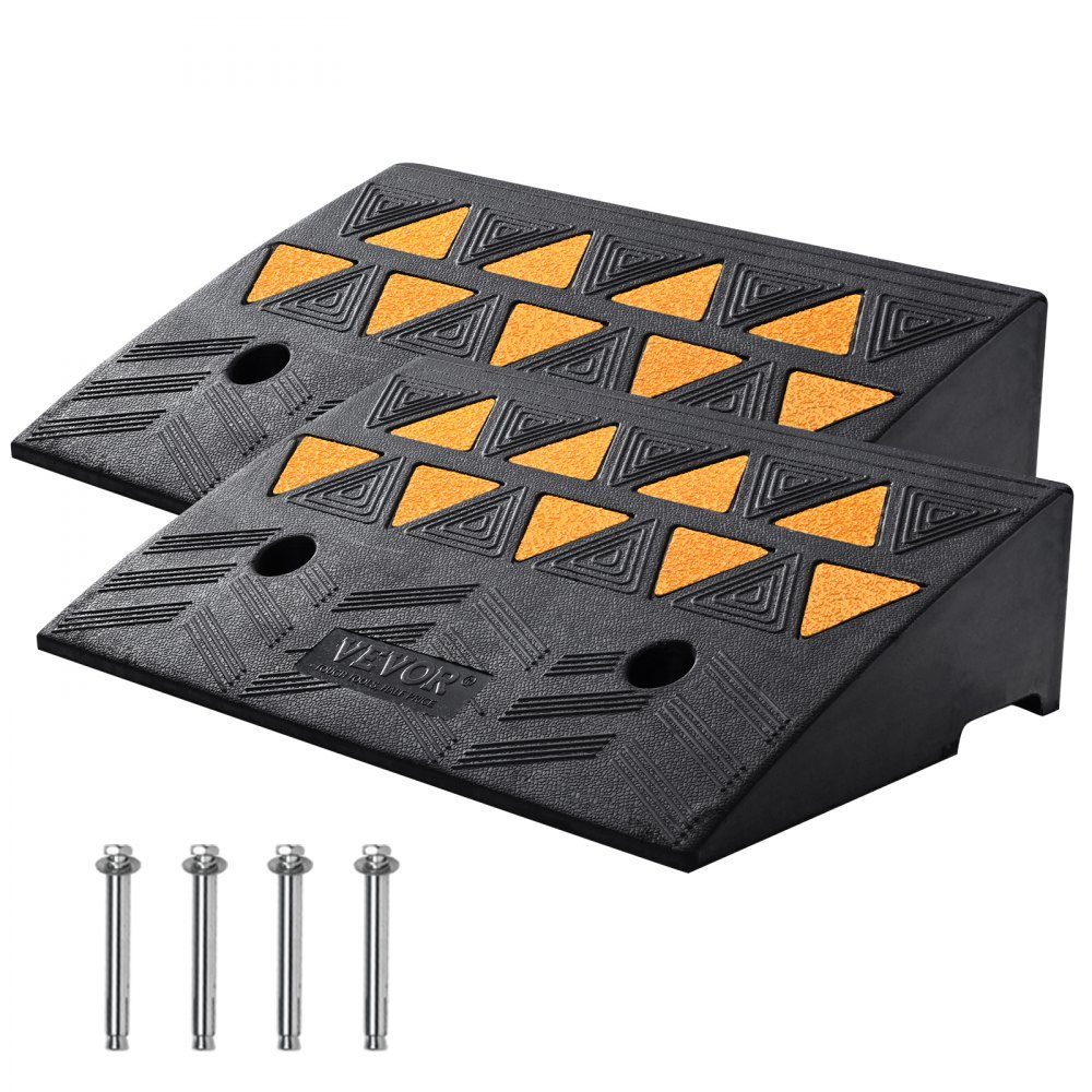 2 x Threshold Ramp, Solid Rubber Door Threshold Ramp, Maximum Load up to 15 Tons, Curb Ramp, 48.3 x 33 x 12.7 cm, Wheelchair Ramp, Access Ramp, Rubber Ramp, Ideal for Uneven Floors, Curbs