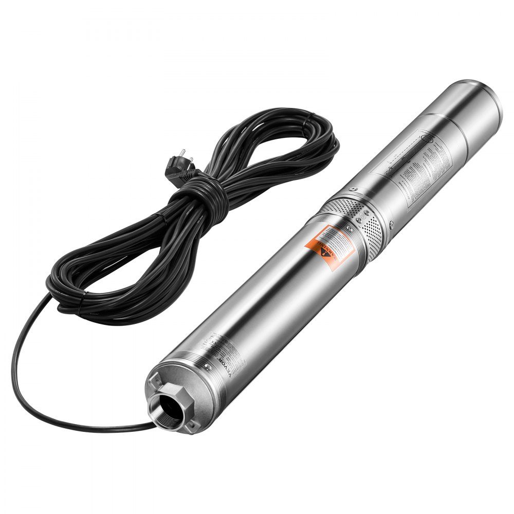 Deep well pump, 1100W input power, 100L/min flow, 75m head, with 20m cable, submersible pump, for industrial irrigation and home use, water protection class IP68