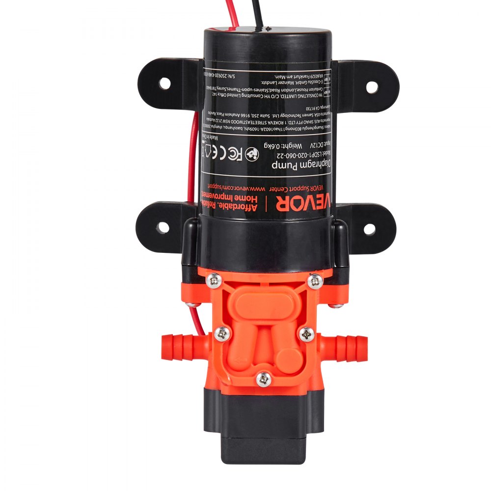 Membraanpomp, 12V DC, 4,5L/min, zelfaanzuigende 2-kamer membraanwaterpomp met 2 slangklemmen, 5,5 bar max. druk, stille werking, voor camper, caravan, boot, tuinbesproeiing Membraanpomp, 12V DC, 4,5L/min, zelfaanzuigende 2-kamer membraanwaterpomp met 2 slangklemmen, 5,5 bar max. druk, stille werking, voor camper, caravan, boot, tuinbesproeiing