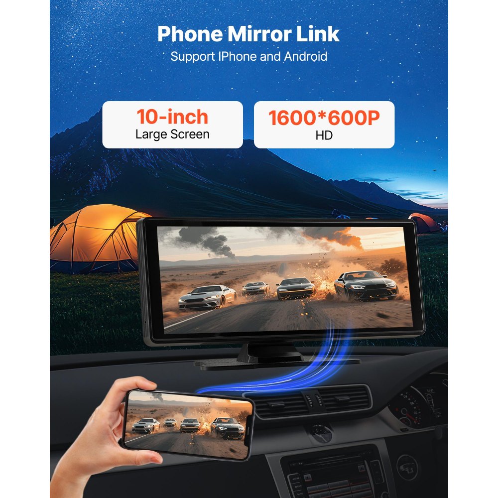 Kabelloses Autoradio (254 mm), tragbares Radio mit Touchscreen, kompatibel mit Apple CarPlay Android Auto, CarPlay-Bildschirm für Auto mit Sprachsteuerung, Mirror Link, Bluetooth, GPS-Navigation Kabelloses Autoradio (254 mm), tragbares Radio mit Touchscreen, kompatibel mit Apple CarPlay Android Auto, CarPlay-Bildschirm für Auto mit Sprachsteuerung, Mirror Link, Bluetooth, GPS-Navigation