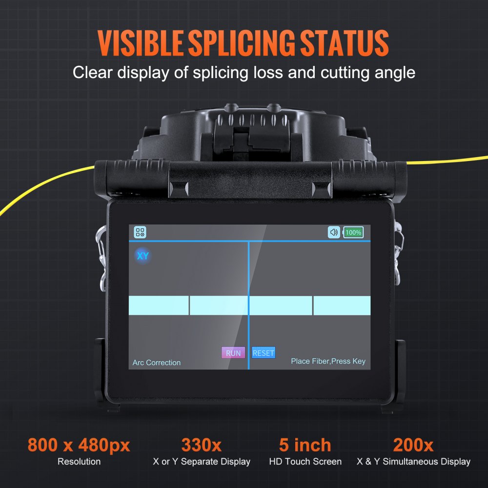 Soudeuse à fibre optique avec 6 moteurs, alignement de noyau, épisseuse, épissure en 6 secondes et chauffage en 13 secondes, épisseuse à fusion avec écran tactile de 5", support de fibre 3 en 1, batterie 7800 mAh pour SM MM DS NZDS Soudeuse à fibre optique avec 6 moteurs, alignement de noyau, épisseuse, épissure en 6 secondes et chauffage en 13 secondes, épisseuse à fusion avec écran tactile de 5", support de fibre 3 en 1, batterie 7800 mAh pour SM MM DS NZDS