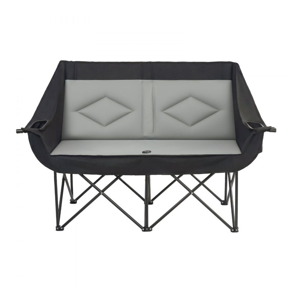 Camping Chair for 2 People, Folding Chair, 300kg Load Capacity, Fishing Chair with 2 Drink Holders & Wine Glass Holders & Magazine Holders & Carry Bags, for Outdoor Activities Fishing 1 Piece