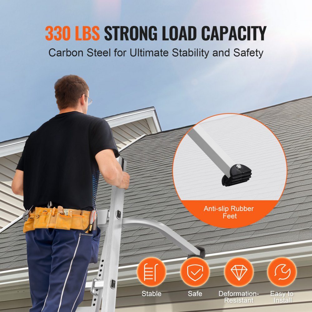 Ladder Stabilizer 150kg, Steel Ladder Roof Hook, Ladder Stabilizer with Span/Wall Extension Accessories, Wall Ladder Spacer, Sturdy Ladder Spacer Arms for Guttering