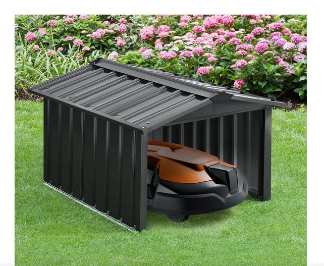 Garage pour robot tondeuse à gazon | Abri de toit pour tondeuse à gazon en métal 86 × 98 × 63 cm