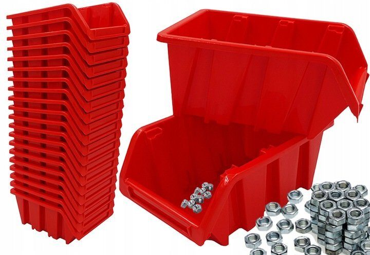 Workshop shelf tool wall 20x stacking boxes color choice 155x100x70mm