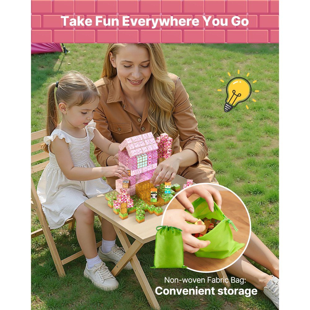 Blocs de construction magnétiques, ensemble de château de princesse de 100 pièces, blocs magnétiques, jouets STEM Montessori pour cadeau de Noël et d'anniversaire, jouet de construction à empiler, à partir de 3 ans