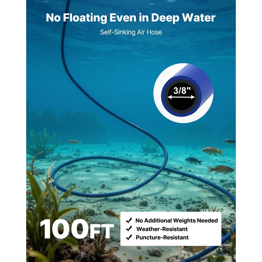 Pond Aerator, Pond Aeration System Kit, Includes 590W Air Pump, 30.5m Air Hose, 2 x 360° Nano Diffuser Plate, Air Compressor for Oxygen Circulation for Pond, Water Garden