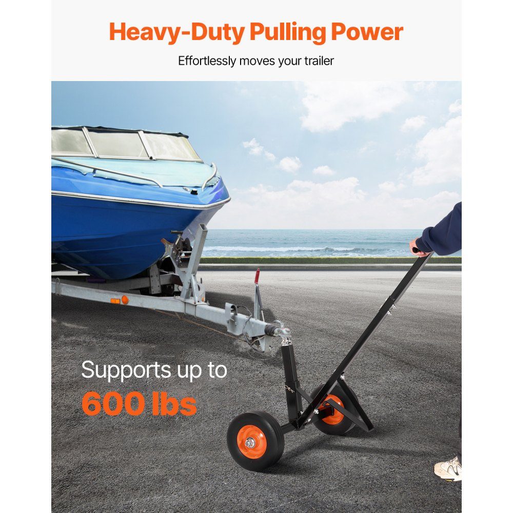 Rangierhilfeanhänger, Anhängerwagen, 272 kg Stützlast, 42 & 56 cm höhenverstellbar, 47,3 mm Kupplungskugel, 254 mm Vollgummireifen, zum Bewegen von Wohnmobil-Bootsanhängern