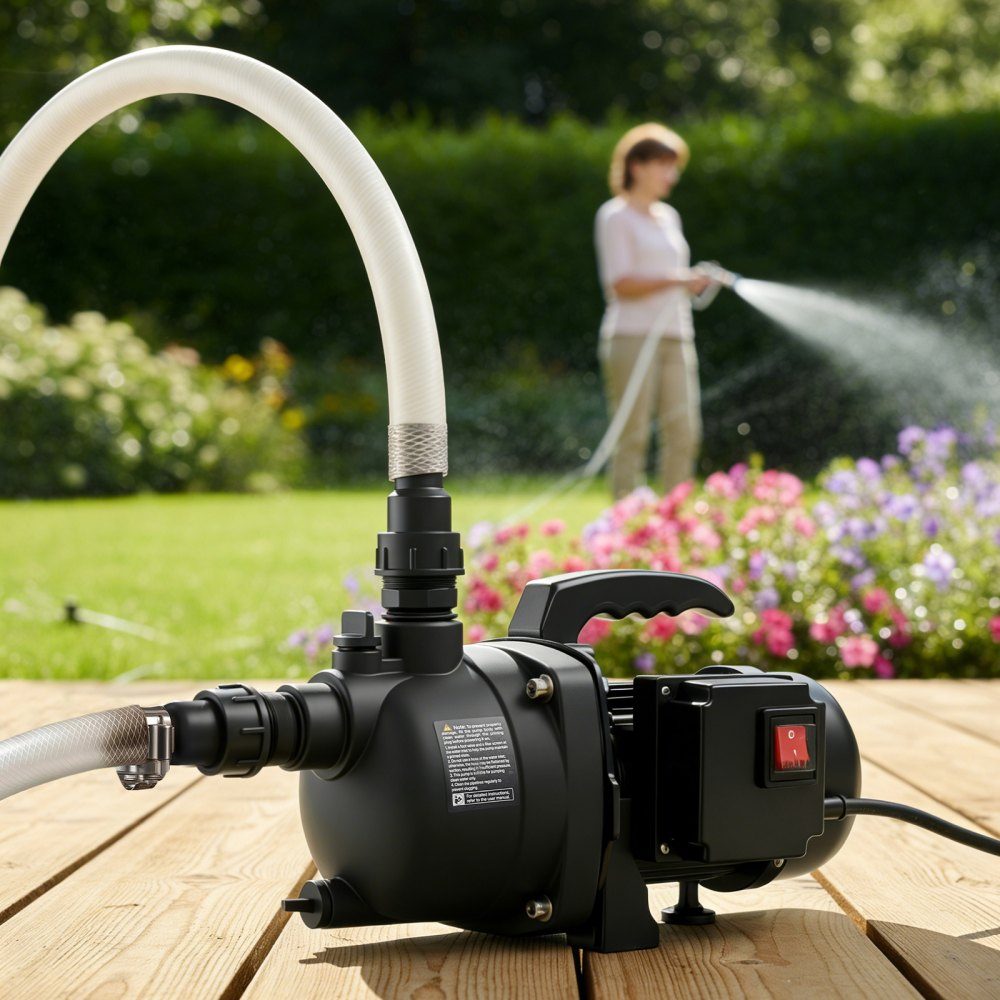 Gartenpumpe 800 W, 230 V, Bewässerungspumpe max. Förderleistung 3300 L/h, PP-Strahlpumpe mit 44 m Förderhöhe, Überhitzungsschutz, europäische Spannungsnormen, für Gartenbewässerung & Bewässerung