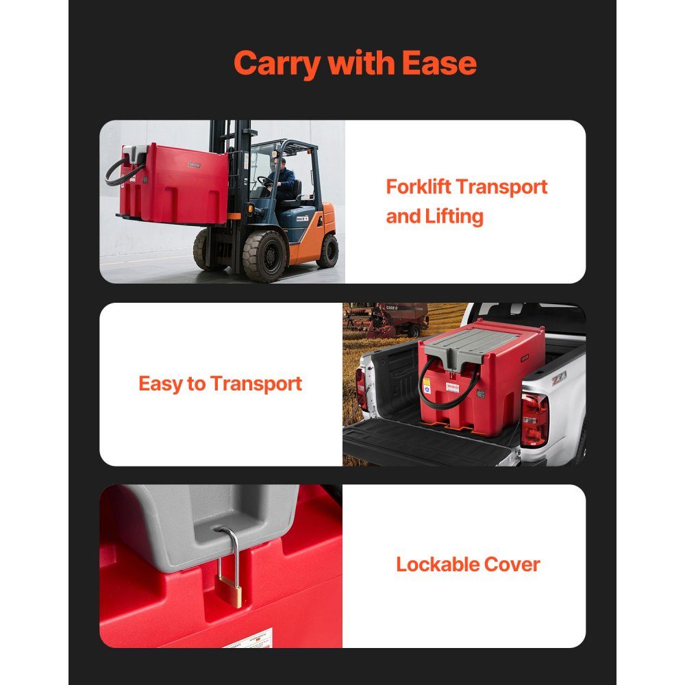 Portable Diesel and Petrol Tank, 440L, 45L/min Flow Rate, Diesel Fuel Tank with 12V Transfer Pump, 4m Hose, Automatic Refueling Nozzle, Fuel Transport Transfer Tank, Red