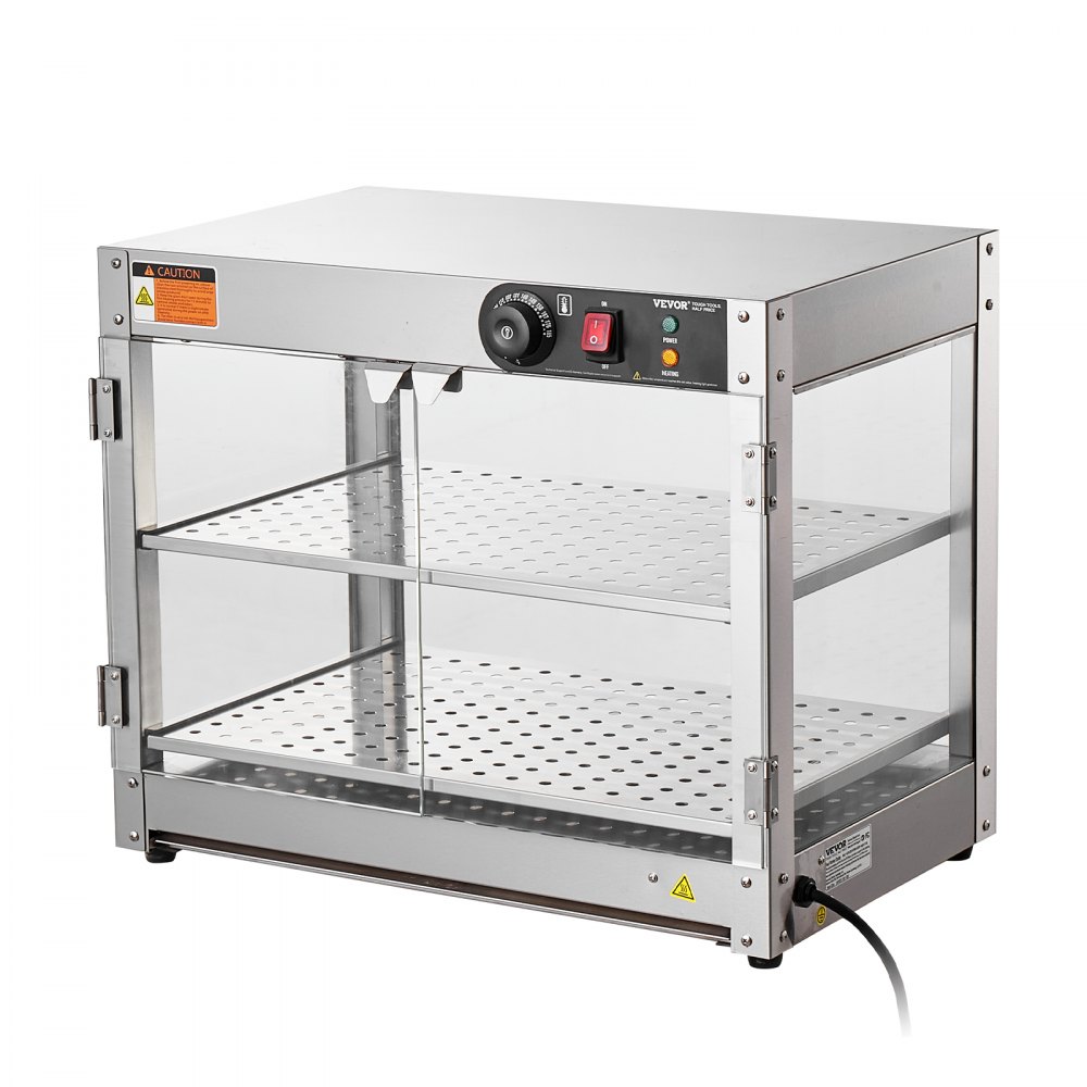 Chauffe-plats commercial à 2 étages, chauffe-plats 800 W avec lumière pour améliorer la présentation des aliments, contrôle de la température de 30 °C à 85 °C, grande capacité de 58 L pour hamburger, pizza, pain, poulet frit Chauffe-plats commercial à 2 étages, chauffe-plats 800 W avec lumière pour améliorer la présentation des aliments, contrôle de la température de 30 °C à 85 °C, grande capacité de 58 L pour hamburger, pizza, pain, poulet frit
