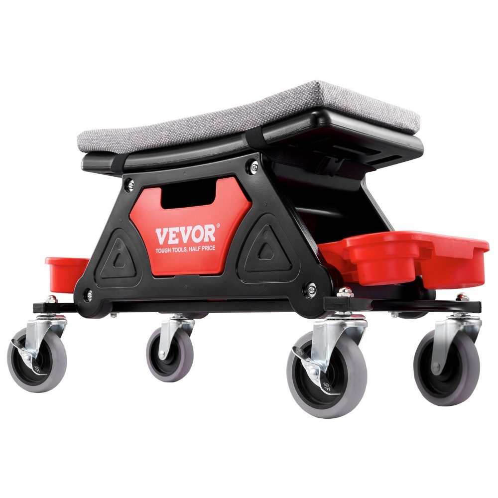 Werkstatthocker Rollhocker 640 x 335 x 390 mm, 136 kg belastbar Werkstatt Rollsitz Montagehocker Garagenhocker, Werkstatt Arbeitshocker Stuhlsitz inkl. Lagerbox & Paletten, fahrbar