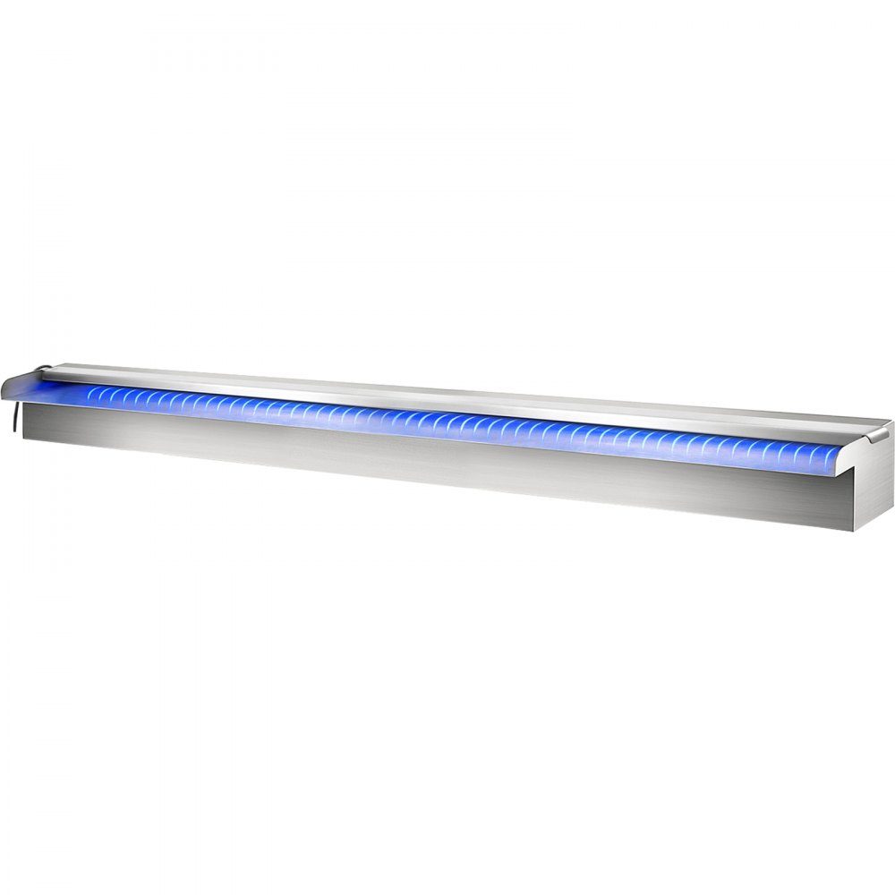 Swimming Pool Waterfall Spiller 90x11.5x8cm Stainless Steel Swimming Pool Water Feature with Colorful LED Strip, Hose Connector, Remote Control, Corrosion Resistant Fountain for Pond Pool