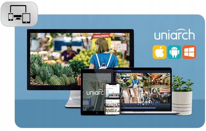 Uniarch 2MPX AHD KIT mit 4 Full HD IR-Kameras für die Überwachung, Überwachungskamera, ÜBERWACHUNGS-KIT, 4 FHD-KAMERAS, OUTDOOR-APP, CCTV, IOS, Android