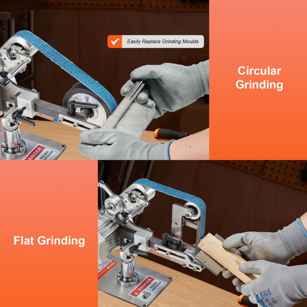 Belt Sander, 762 x 25.4mm Variable Speed Belt Polisher with VFD, 550W Polishing and Grinding Machine with 2 Grinding Shapes and 3 Grinding Belts for Metal Working, Knife Making Belt Sander, 762 x 25.4mm Variable Speed Belt Polisher with VFD, 550W Polishing and Grinding Machine with 2 Grinding Shapes and 3 Grinding Belts for Metal Working, Knife Making