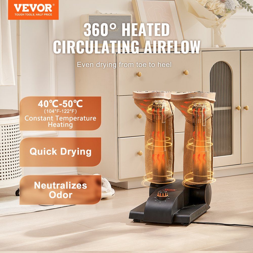 180° folding 2-tube shoe dryer, boot dryer, black & orange