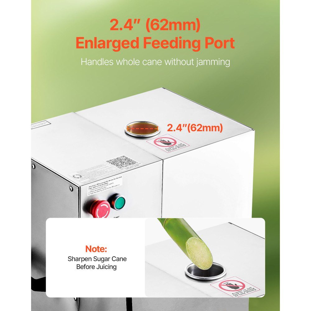 Commercial Sugarcane Juicer, 800W Electric Sugarcane Juicer with 300kg/h High Power, 4 Stainless Steel Rollers, Sugarcane Press Juicer (55x38x52cm)