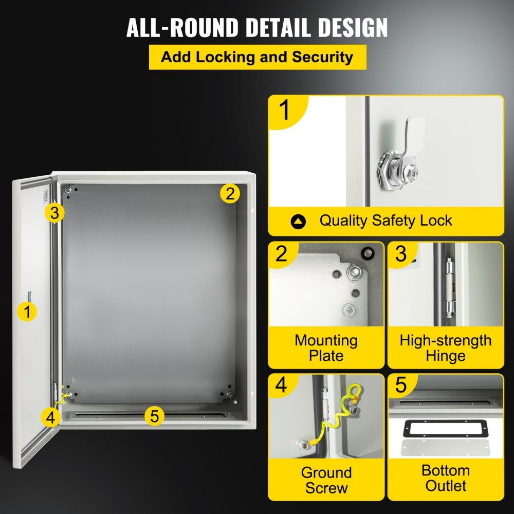 Armoire électrique, boîtier industriel NEMA, 50x40x20 cm, armoire de distribution en acier NEMA 4X, IP66 étanche et anti-poussière, boîte de jonction électrique extérieure/intérieure avec plaque de montage