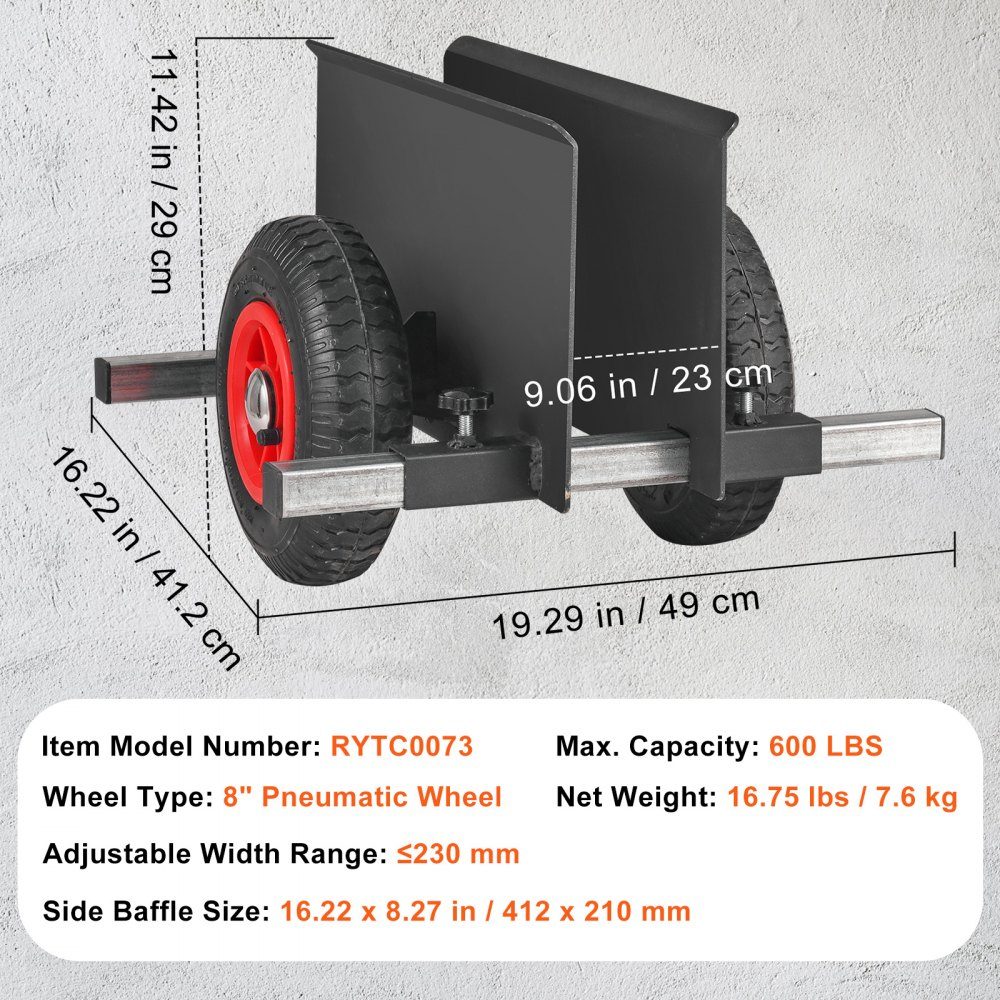 Panel Cart, 500 Pound Capacity Panel Cart, Heavy Duty Drywall Cart with 8" Pneumatic Wheels, Panel Cart with Adjustable Clamp for Drywall Panels, Material Handling