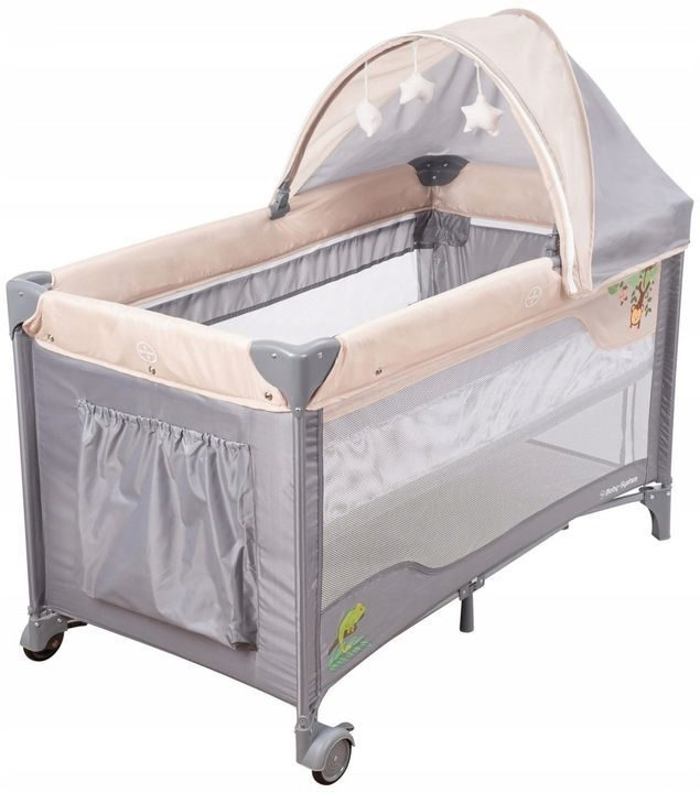 Children's travel cot system 68 x 128 cm, changing table, mosquito net, height adjustable