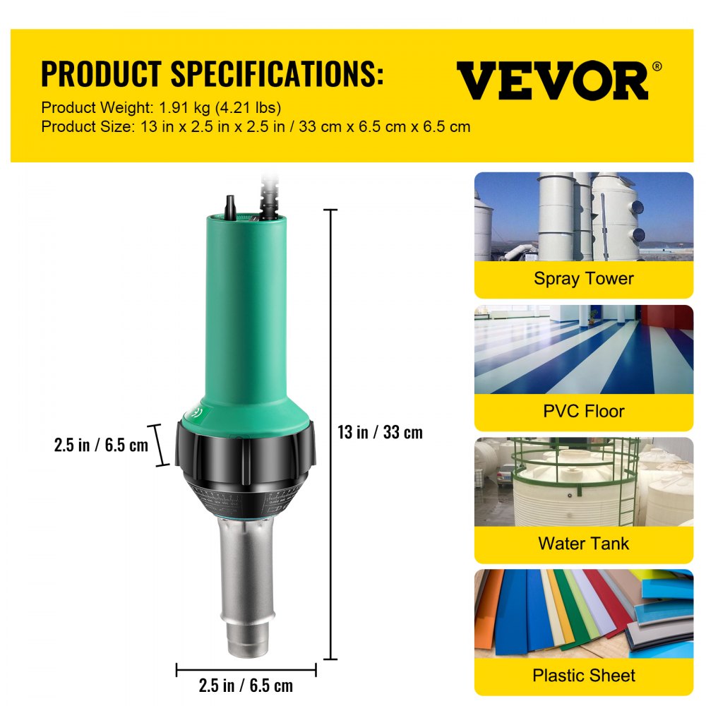 Plastic welding machine hot air gun 1600W PVC welding gun 40-60℃ plastic hot air welding machine incl. 4x replacement nozzles slot knife 3m cable for welding PE/PP/PVC plastic panels Plastic welding machine hot air gun 1600W PVC welding gun 40-60℃ plastic hot air welding machine incl. 4x replacement nozzles slot knife 3m cable for welding PE/PP/PVC plastic panels