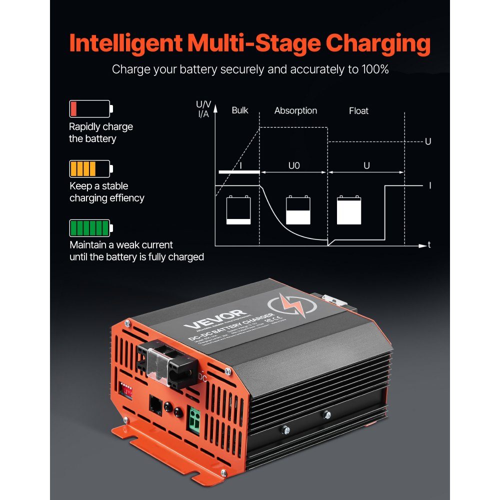 12V 30A DC/DC-Batterieladegerät 375W Blei-Säure-Lithium-AGM-GEL- und Nassbatterie-Ladegerät Intelligentes mehrstufiges Laden für Wohnmobile, Nutzfahrzeuge, Boote, Yachten