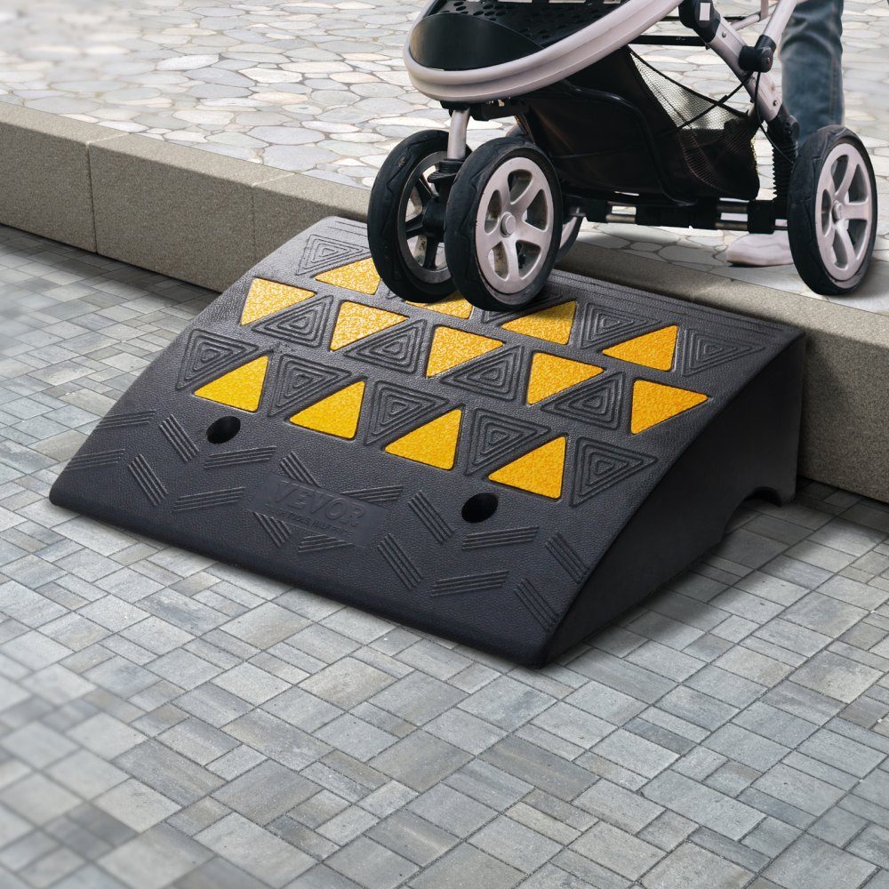 2x threshold ramp, solid rubber door threshold ramp, max. load capacity up to 15 tonnes, curb ramp, 49.1 x 37 x 15.2 cm, wheelchair ramp, access ramp, rubber ramp, suitable for uneven floors, curbs