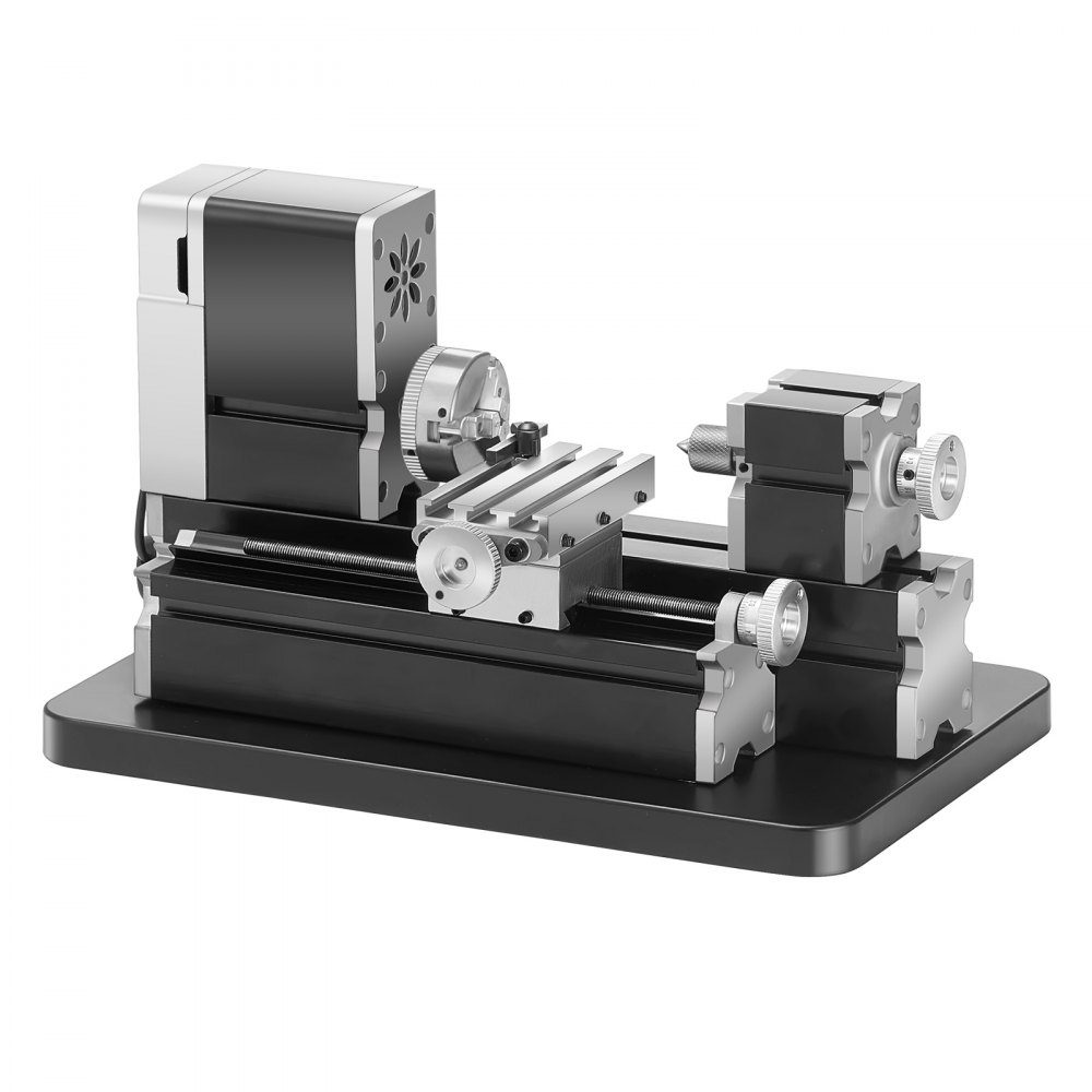 Mini metal lathe 70x130 mm, milling machine 20000 rpm, 36W high performance motor, 3-jaw chuck, didactic metal lathe with protection for machining precision parts