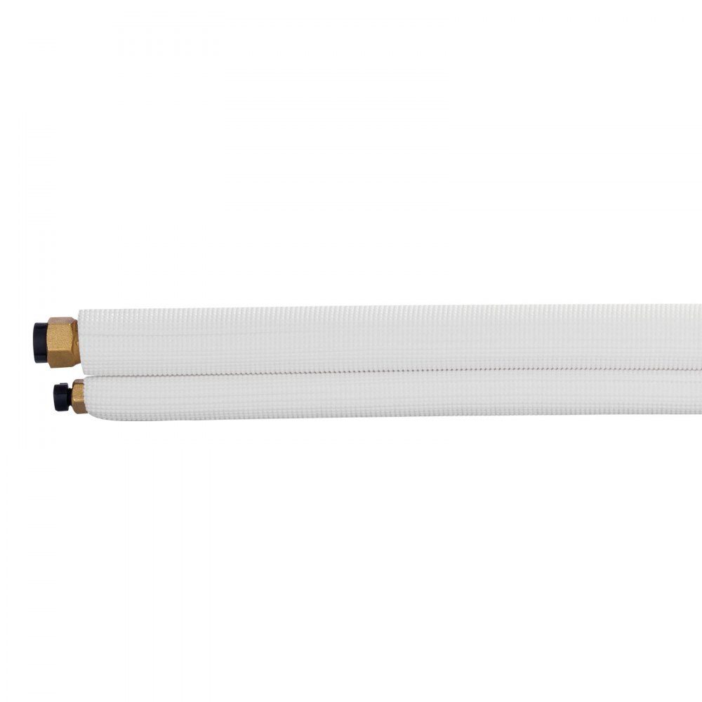 Refrigerant Pipe 50ft Copper Pipe 6.4 and 12.7mm OD AC Copper Pipe PE Insulated Coil Rich Connectors for Mini Split Air Conditioner, HVAC or Heat Pump System