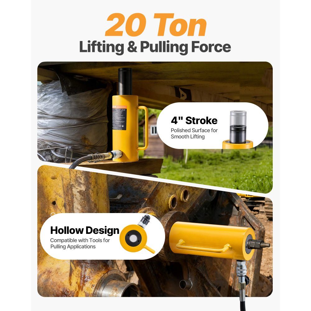 Hydraulic cylinder jack capacity 20T hydraulic cylinder 100mm stroke single-acting portable yellow hydraulic cylinder