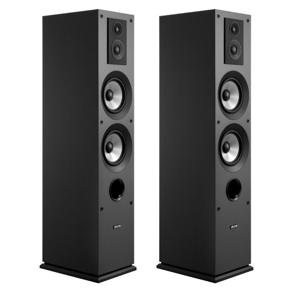 Passives Standlautsprecherpaar, 3-Wege-System mit 3/4"- und 1"-Hochtöner, zwei 5,25"-Tieftöner, 145 W Spitzenleistung, 70 Hz-20 kHz Frequenzgang, MDF-Gehäuse, für Home-Audio
