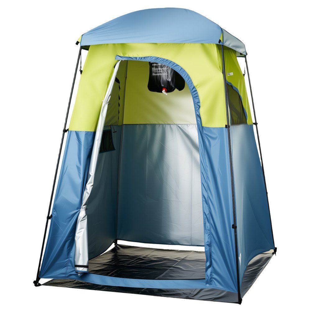 Shower tent with 1 room & shower bag, toilet tent (1676x1676x2184 mm) changing tent including pegs and ropes as well as carrying bag and support poles made of 150D Oxford fabric for camping beach fishing in green