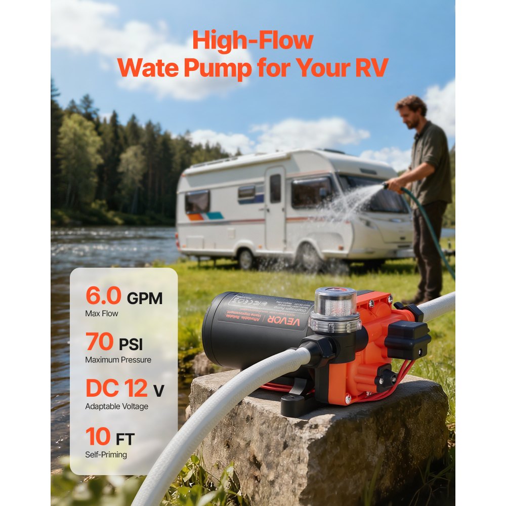 Diaphragm Pump 12V DC 22.7L/min Self-Priming 4 Chamber Diaphragm Water Pump with Automatic Pressure Switch 4.8bar Pressure for Motorhome Caravan Ship Yacht Car Wash Diaphragm Pump 12V DC 22.7L/min Self-Priming 4 Chamber Diaphragm Water Pump with Automatic Pressure Switch 4.8bar Pressure for Motorhome Caravan Ship Yacht Car Wash