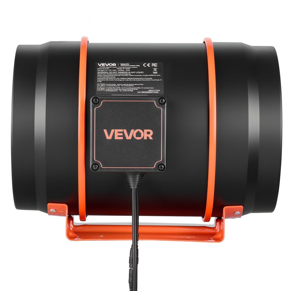 203-mm-Rohrventilator mit Kohlefilter, 1372 m³/h Inline-Rohrventilator mit PWM und App-Steuerung, Kanalventilator mit 10 Stufen, 9-Stunden-Timer und EC-Motor, Abluftventilator für den Rauchabzug im Gewächshauskeller