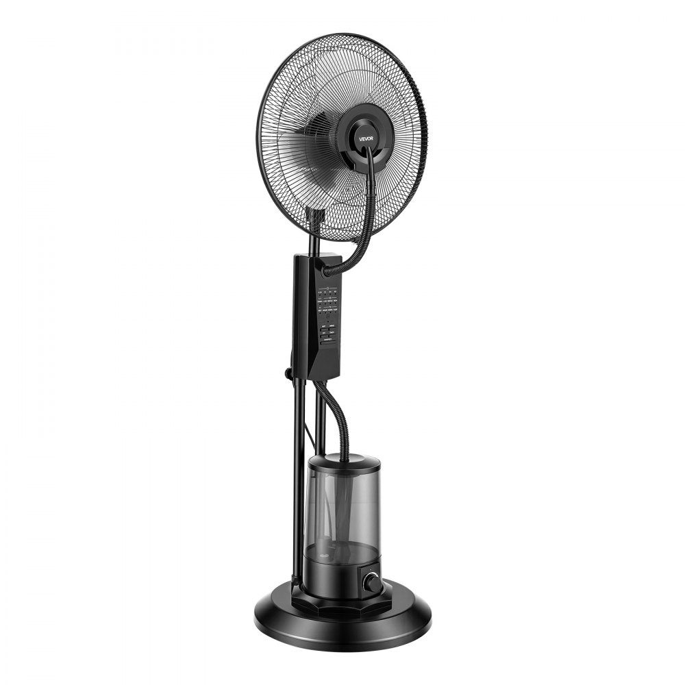 Standventilator mit Nebel, 75-W-Ventilator mit 3-Liter-Wassertank, 3 Windstufen, Timer und Fernbedienung, Luftbefeuchter mit Sprühsystem für Innen- und Außengarage, Terrasse, Wohnzimmer, 3 Modi