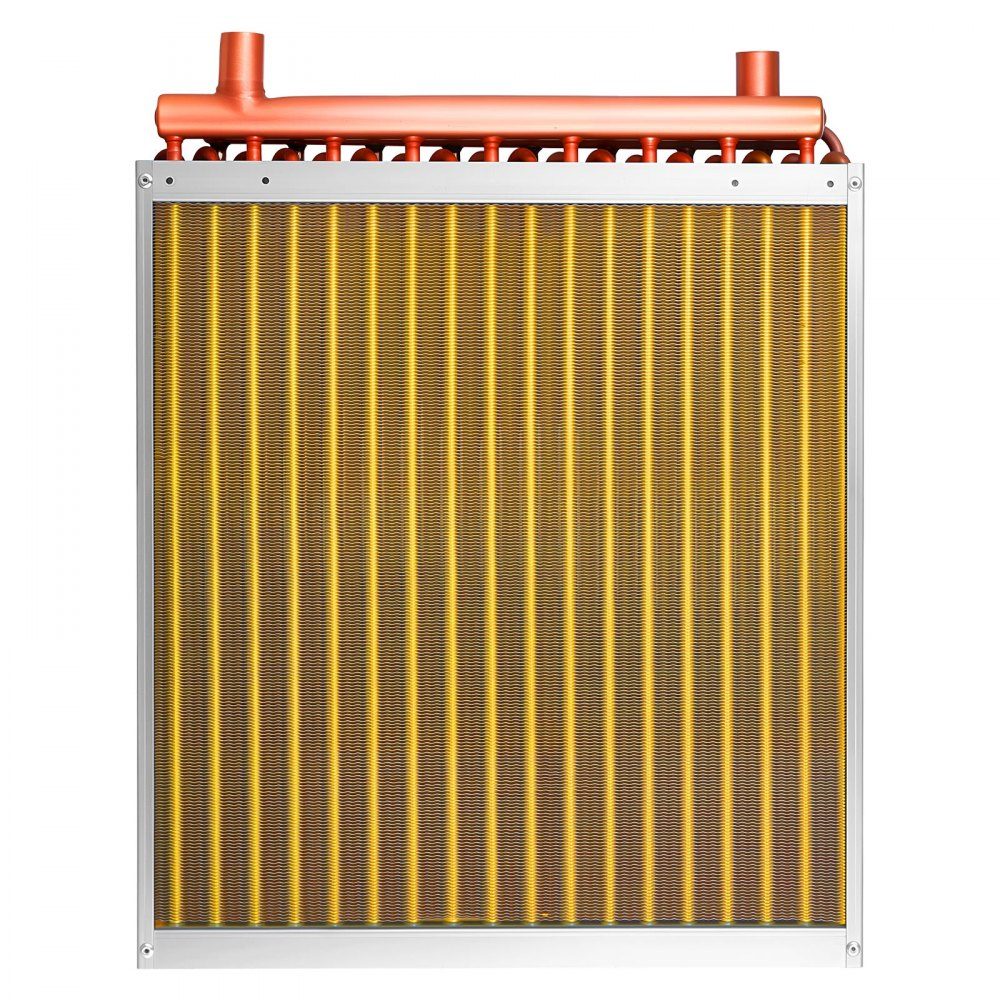 Lamellenwarmtewisselaar 457x457mm, 35,2kW warmtewisselaar met koperen aansluitingen & aluminium lamellen, water-lucht warmtewisselaar met 2,5 MPa werkdruk, warmtewisselaar voor verwarming en koeling binnenshuis