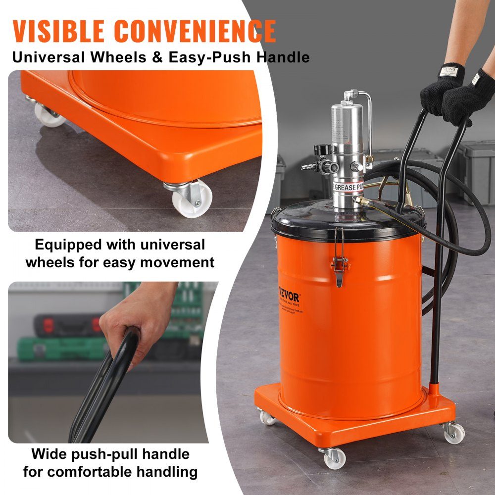 Vetpomp 40L luchtaangedreven vetpomp 0,6-0,8 MPa gegoten aluminium pomp -20-100 ° C Bedrijfstemperatuur Pneumatische vetpomp NPT-poort vetpomp Geschikt voor 0-3 # vet