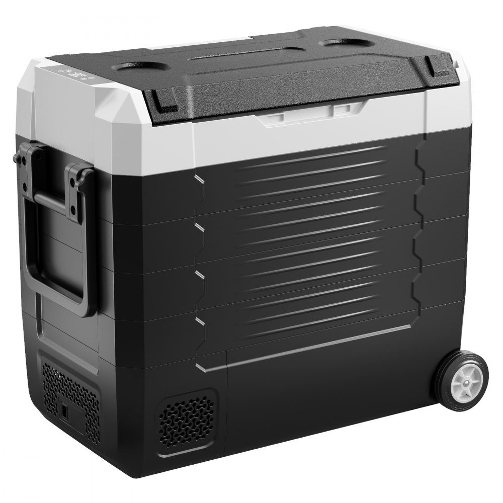 Kompressor-Kühlbox 12/24 V DC 100–240 V AC, Auto-Kühlschrank 55 l mit App-Steuerung & Rädern & 2 Temperaturzonen (-20 °C bis 20 °C), tragbarer Kühlschrank für Wohnmobile, Boote, Camping, Angeln