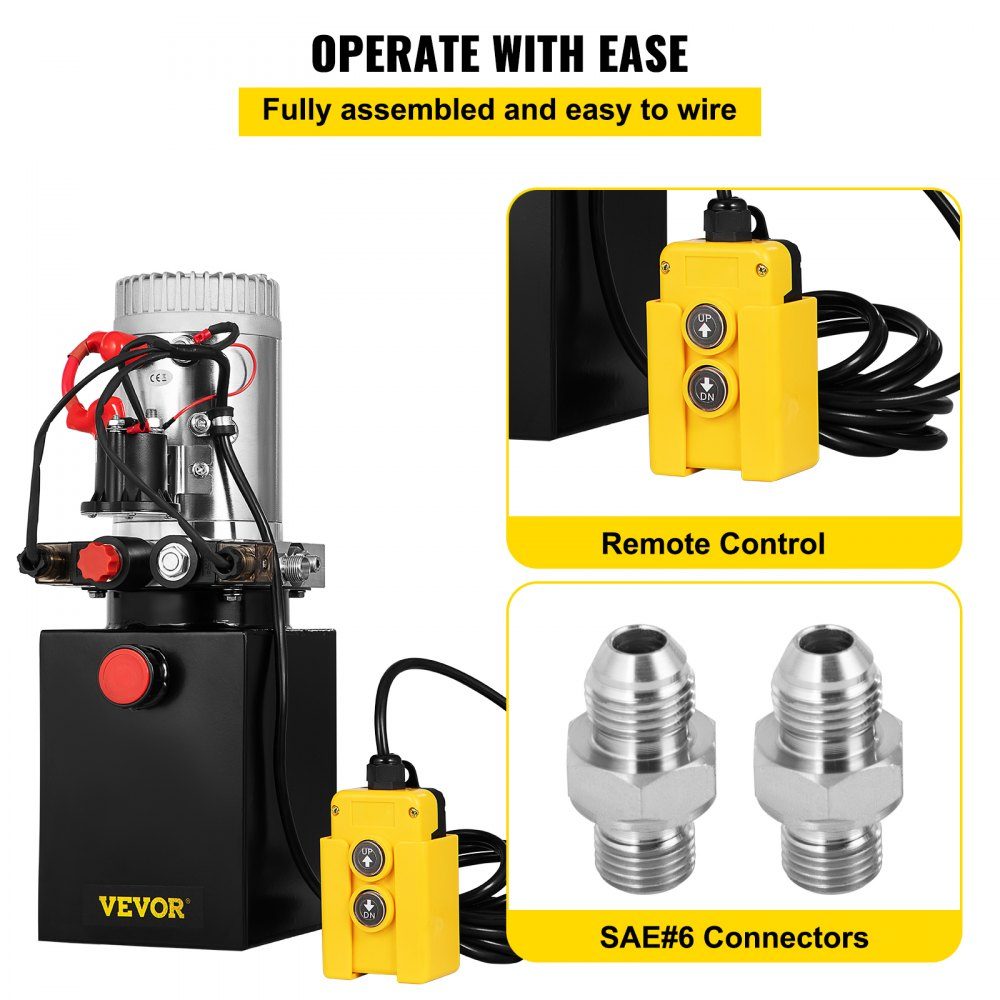 Hydraulic Unit, Hydraulic Pump, Double Acting Hydraulic Pump, 12V, Dump Trailer, 3.79L Metal Container for Dump Trailer