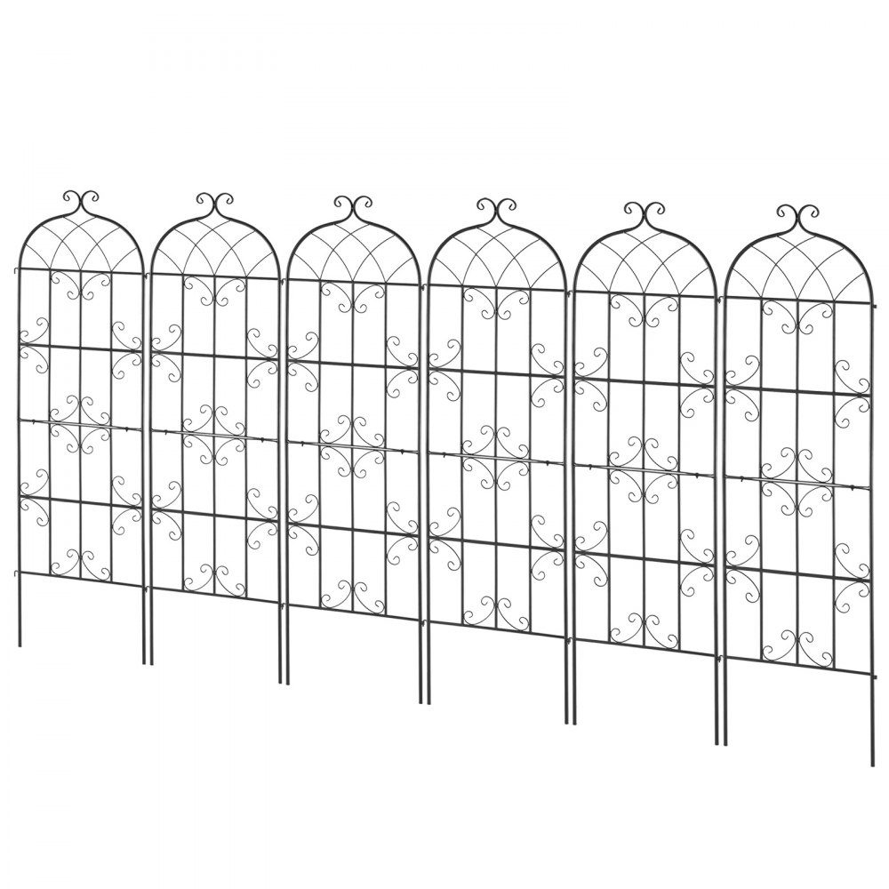 Treillis pour plantes grimpantes, 51x180 cm, lot de 6 treillis en métal antirouille pour fleurs de jardin, aide à l'escalade, treillis pour roses, support de concombre, treillis de clématites décoratif pour cours et pelouses