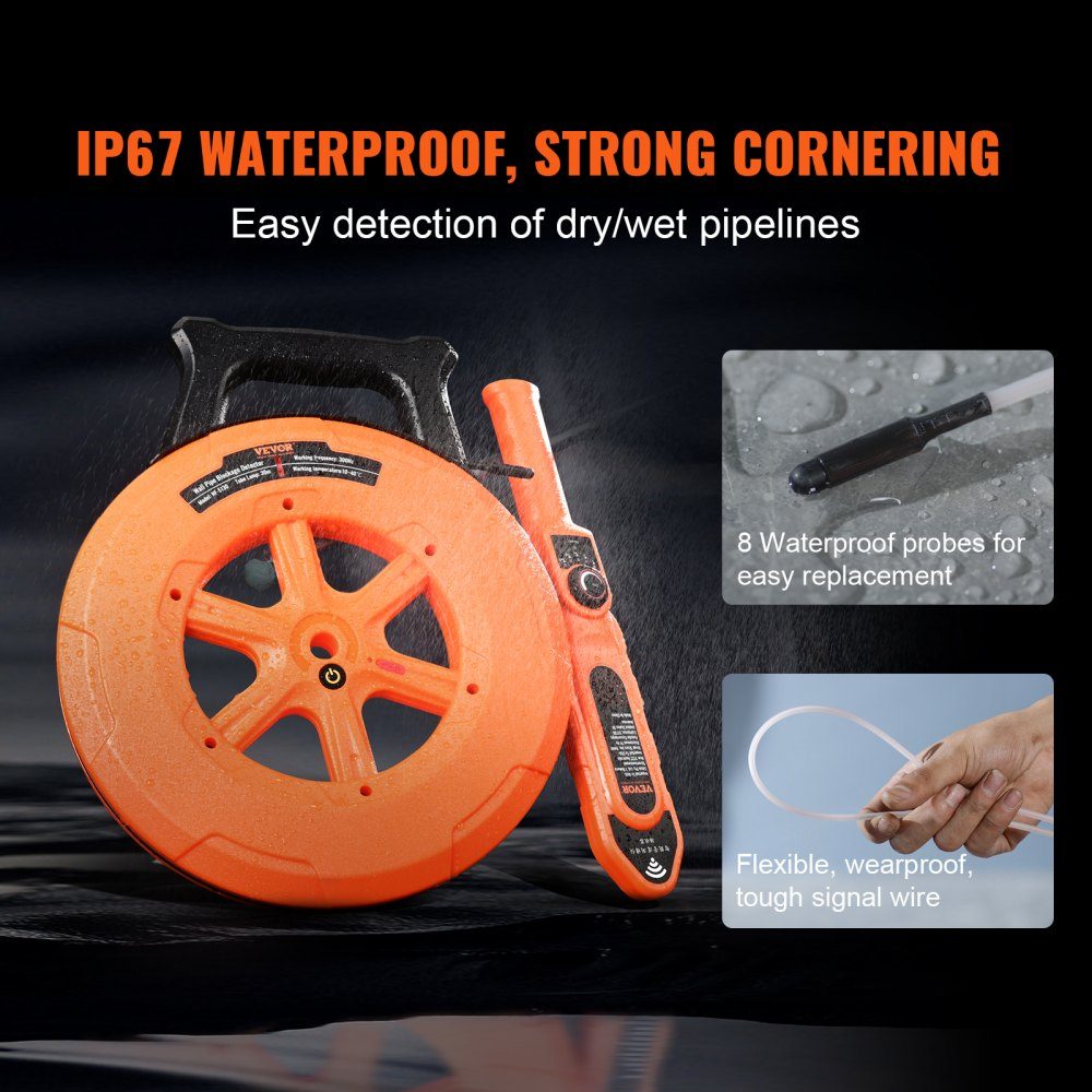 Pipe Blockage Detector Pipe Blockage Detector Pipe Cleaner ABS Case Pipe Inspection Organizer 30m Cable Detection Distance for Non-Metallic Pipes 0-40cm Metal Pipes 0-15cm