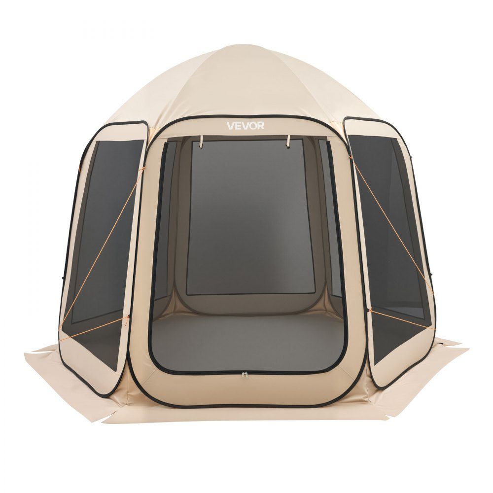 Pop-up tent 3304,8 x 280,4 cm, kampeertent voor 4-8 personen, partytent inclusief draagtas, zijwanden van gaas en haringen, voor tuin, terras en buitenactiviteiten, beige