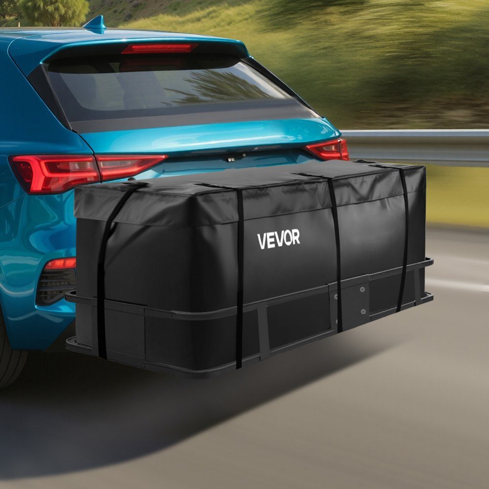 Gepäckträgertasche für Anhängerkupplung aus wasserfestem 840D PVC (0,566 m³), ​​Gepäcktasche zur Aufbewahrung auf der Ladefläche von LKWs mit verstärkten Gurten für PKW, SUV, Transporter, schwarz