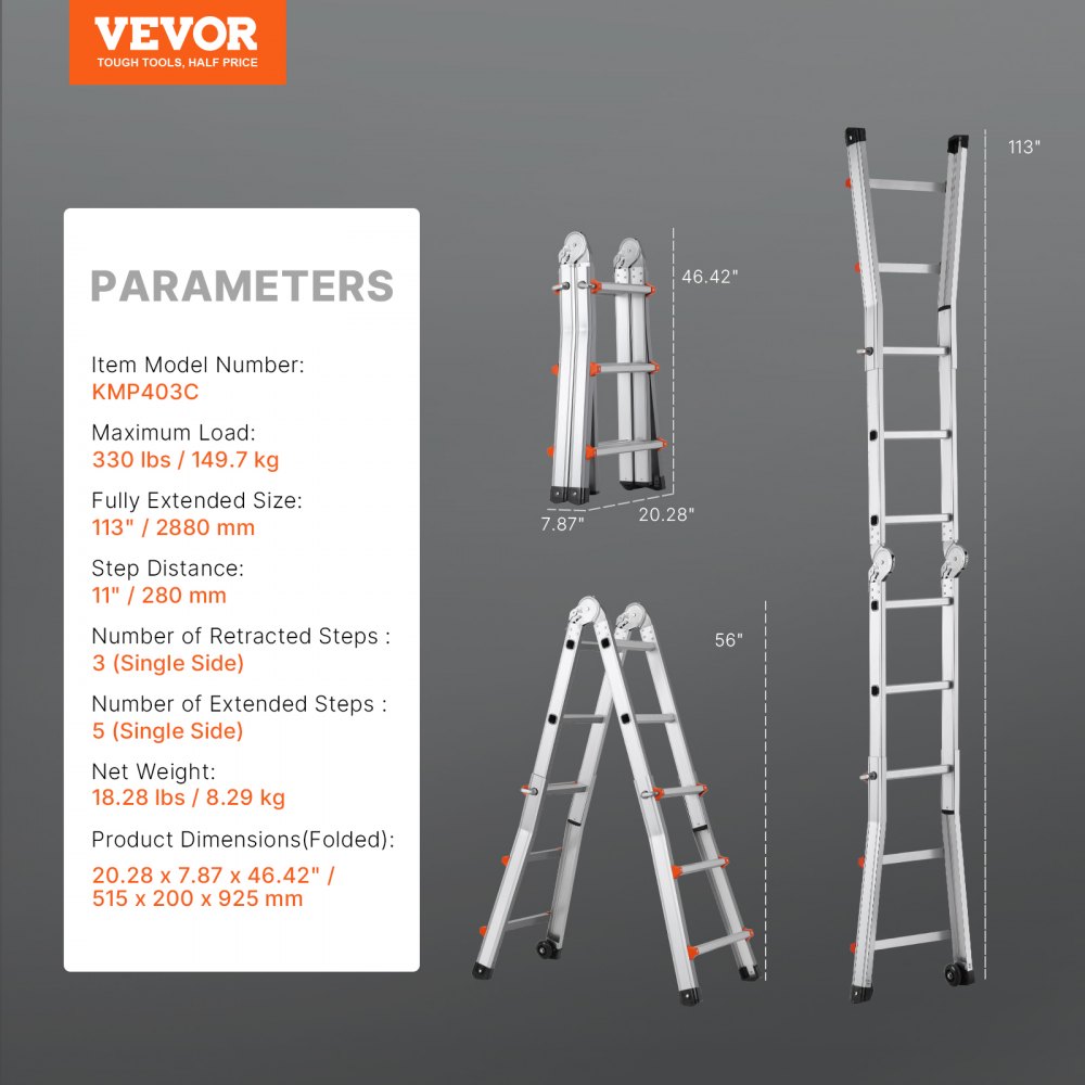 Telescopische A-frame ladder, 2880 mm compacte aluminium verlengingsladder, draagbare opvouwbare multifunctionele ladder, leunende ladder voor huiswerk, trappen, binnen- en buitendaken, tot 150 kg Telescopische A-frame ladder, 2880 mm compacte aluminium verlengingsladder, draagbare opvouwbare multifunctionele ladder, leunende ladder voor huiswerk, trappen, binnen- en buitendaken, tot 150 kg