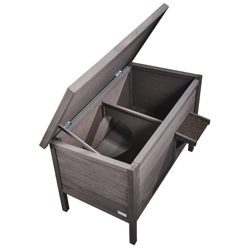 Buitenkattenhuis Weerbestendige schuilplaats voor wilde katten voor meerdere katten Houten katten- en konijnenhuis voor buiten Volledig met schuim geïsoleerd open dak PVC-deurkleppen 34" L x 22" B x 27" H