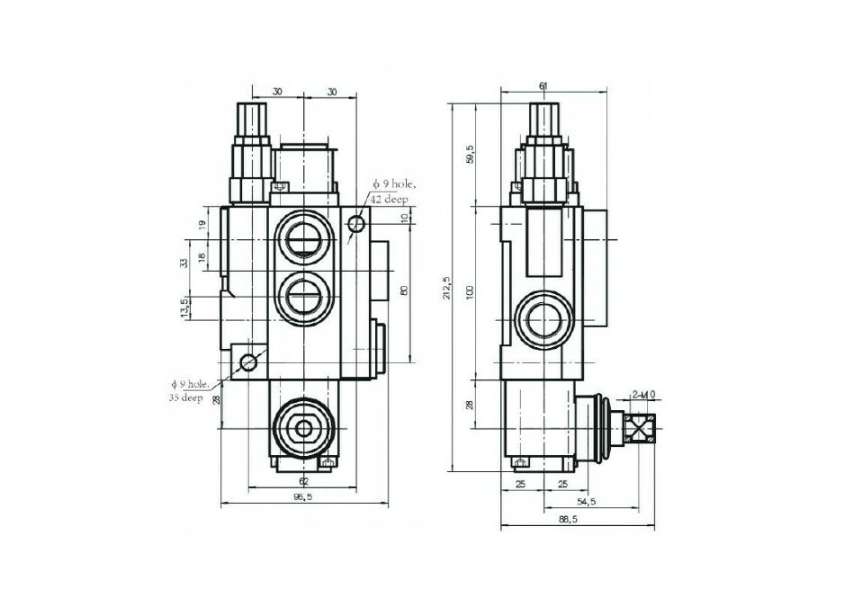 Hydraulikverteiler Monoblock-Hebelsteuerung 40l 3-fach mit Anschlussset