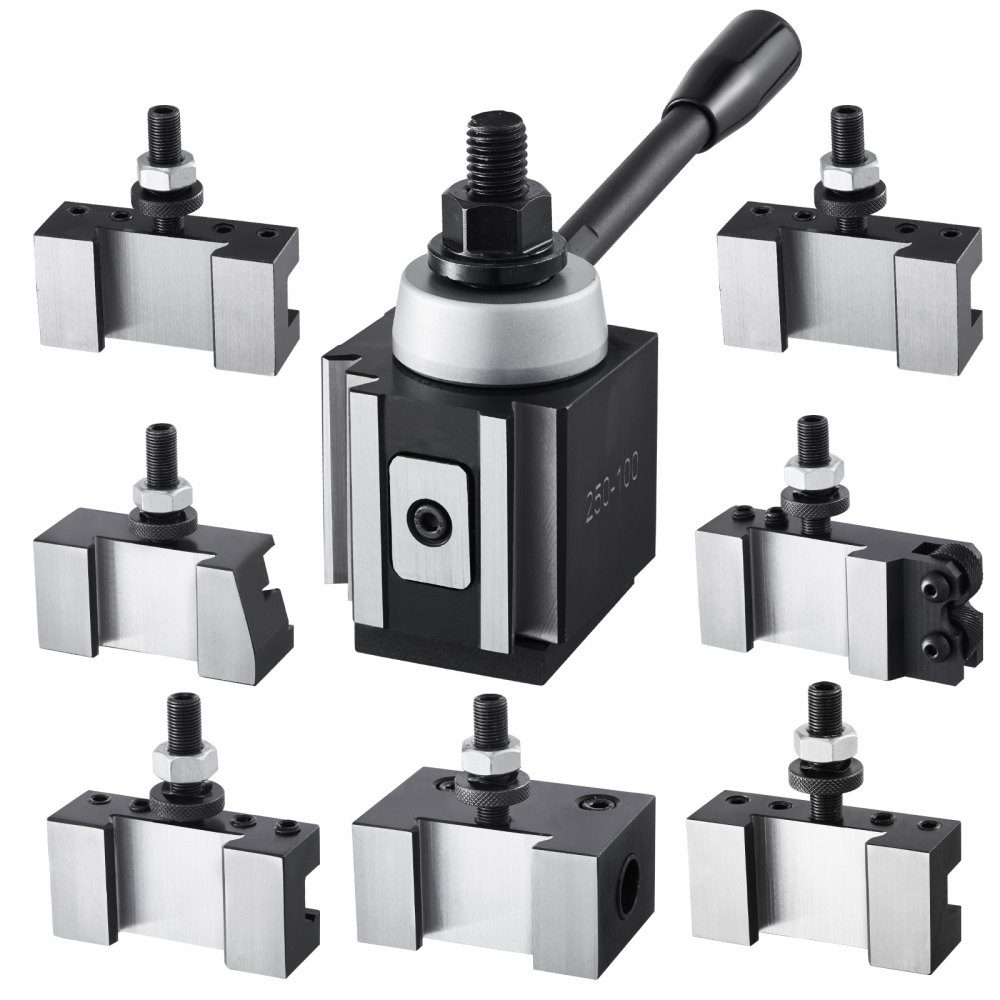 Schnellwechsel-Werkzeughalter-Set, 8-teiliger Stahlhalter, passend für Mini-Drehmaschinen und Metalldrehmaschinen mit 15,2 cm bis 30,5 cm Umlaufdurchmesser, ideale Verbesserung für Ihre Werkstatt